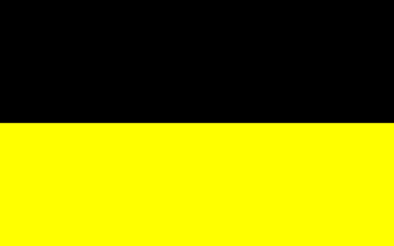 Flaga Kaszub. Źródło: Wikimedia Commons, domena publiczna.